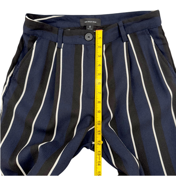 Who What Wear Navy White Black Stripe Vertical Stripes Straight Leg Pants Size 8 - Picture 6 of 8